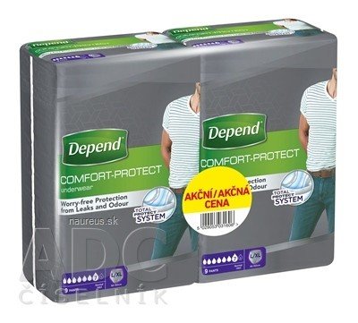 Kimberly-Clark B.V. DEPEND NORMAL L/XL pro muže DUOPACK natahovací kalhotky 2x9 ks, 1x1 set