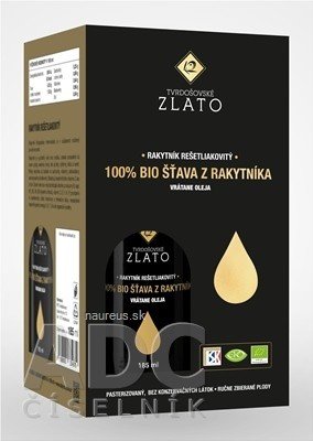 Poľnohospodárske družstvo Tvrdošovce T.ZLATO 100% BIO ŠŤÁVA Z RAKYTNÍKU včetně oleje 4x185 ml (740 ml) 925ml