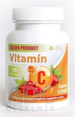 Pavol Kurbel GOLDEN PRODUCT Vitamin C 500 mg + B3 + D3 + šipky cps 1x100 ks