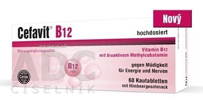 Cefak KG Cefavit B12 vitamin žvýkací tablety s malinovou příchutí 1x60 ks