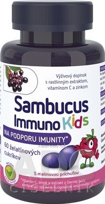 Pamex Pharmaceuticals GmbH Sambucus Immuno Kids želatinové bonbóny, malinová příchuť 1x60 ks