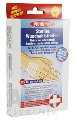 WUNDmed GmbH & Co. KG WUNDmed Sterilní proužky ke stažení řezné rány (102 mm x 6,4 mm) stehy 2x5 ks (10 ks)