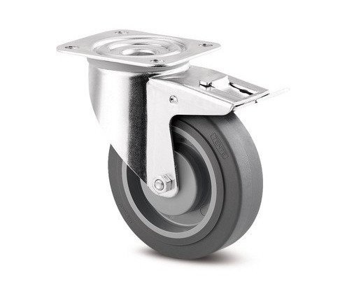 Kolečko průmyslové otočné 125mm plotýnka, brzda