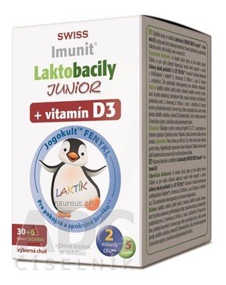 Simply You Pharmaceuticals a.s. Laktobacily JUNIOR SWISS Imunit + vitamín D3 tbl 30+6 zdarma (36 ks)