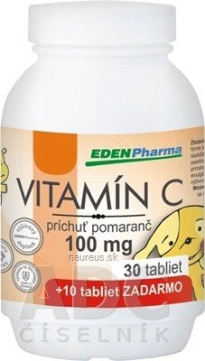 EDENPharma, s.r.o. EDENPharma VITAMIN C 100 mg příchuť pomeranč tbl 30 + 10 zdarma (40 ks) 40 ks