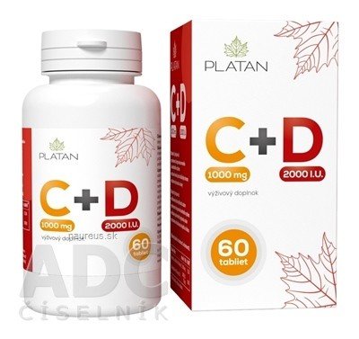 VULM s.r.o. PLATAN Vitamin C 1000 mg + D 2000 IU tbl s postupným uvolňováním 1x60 ks