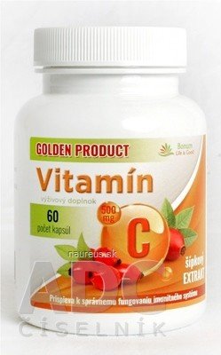 Pavol Kurbel GOLDEN PRODUCT Vitamin C 500 mg + B3 + D3 + šipky cps 1x60 ks