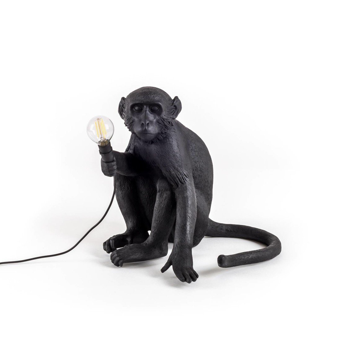 SELETTI LED deko terasové světlo Monkey Lamp sedící černá, umělá pryskyřice, E14, 2W, L: 34 cm, K: 32cm