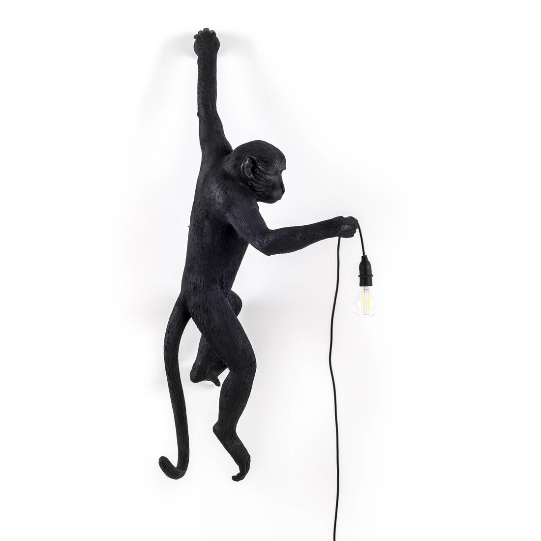 SELETTI LED deko venkovní světlo Monkey Lamp levé černá, umělá pryskyřice, E14, 2W, L: 37 cm, K: 76.5cm