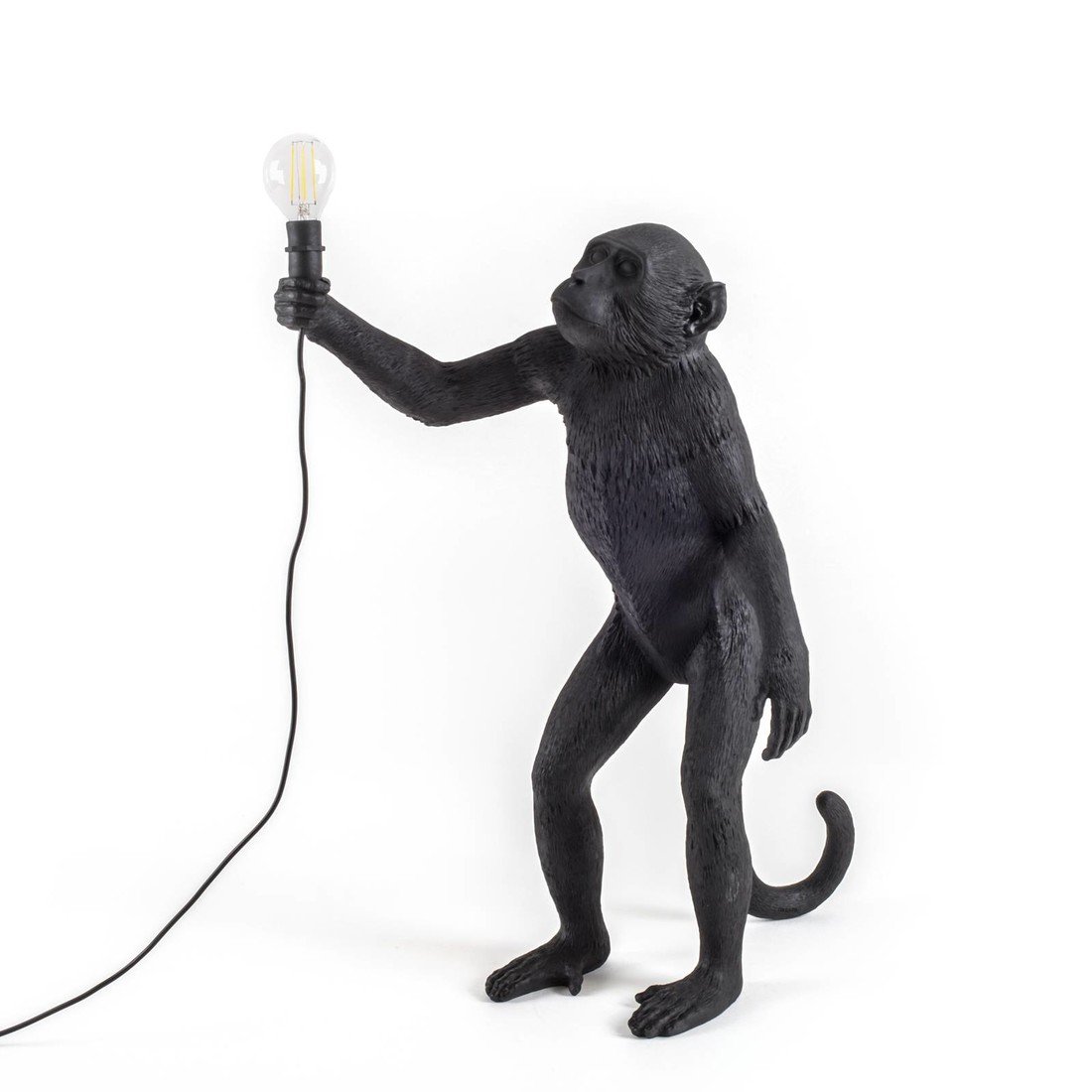 SELETTI LED deko terasové světlo Monkey Lamp stojící černá, umělá pryskyřice, E14, 2W, L: 46 cm, K: 54cm