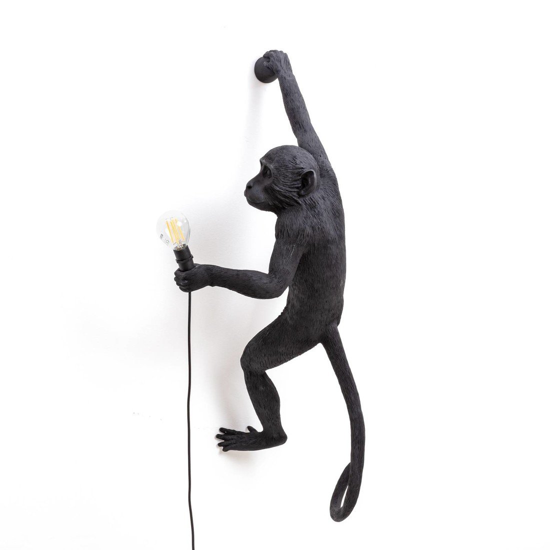SELETTI LED deko venkovní světlo Monkey Lamp pravé černá, umělá pryskyřice, E14, 2W, L: 39 cm, K: 67.5cm