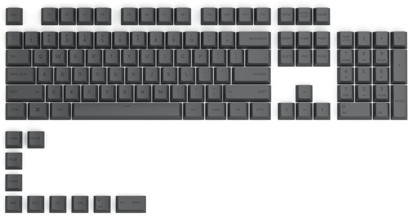 Glorious vyměnitelné klávesy GPBT, 114 kláves, Black Ash, US - GLO-KC-GPBT-B