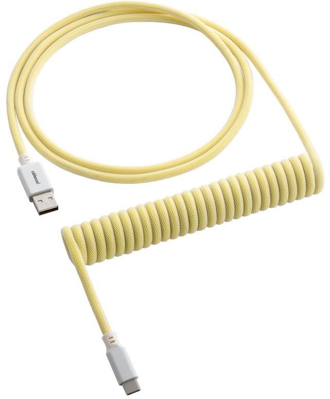 CableMod Classic Coiled Cable, USB-C/USB-A, 1,5m, Lemon Ice - CM-CKCA-CW-YW150YW-R