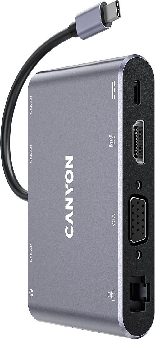 CANYON replikátor portů DS-14 8v1, 1xUSB-C PD 100W, 1xHDMI (4K), VGA, 3xUSB-A 3.0, - CNS-TDS14