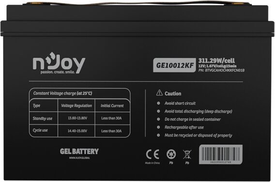 nJoy GE10012KF, 12V/100Ah, VRLA AGM, T11- Baterie pro UPS - BTVGCAHOCHKKFCN01B