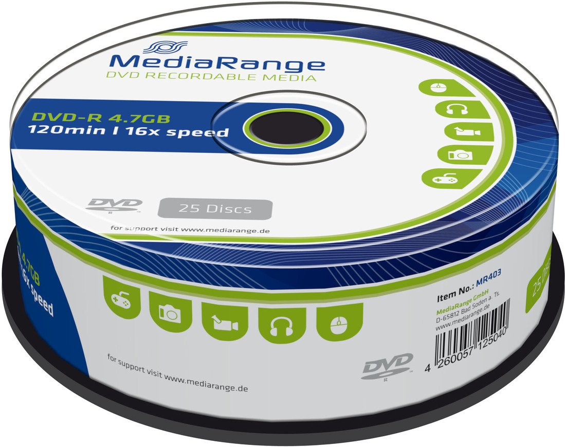 MediaRange DVD-R 4,7GB 16x, Spindle 25ks - MR403