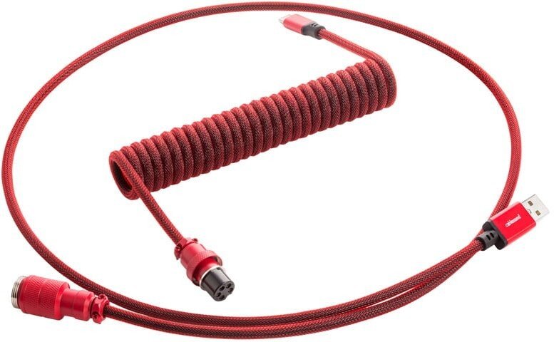 CableMod Pro Coiled Cable, USB-C/USB-A, 1,5m, Republic Red - CM-PKCA-CRAR-KR150KR-R
