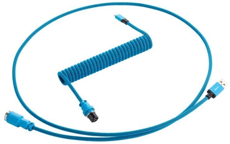 CableMod Pro Coiled Cable, micro USB/USB-A, 1,5m, Spectrum Blue - CM-PKCA-MLBALB-KLB150KLB-R