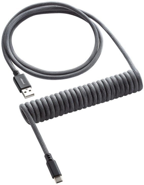CableMod Classic Coiled Cable, USB-C/USB-A, 1,5m, Carbon Grey - CM-CKCA-CK-KC150KC-R