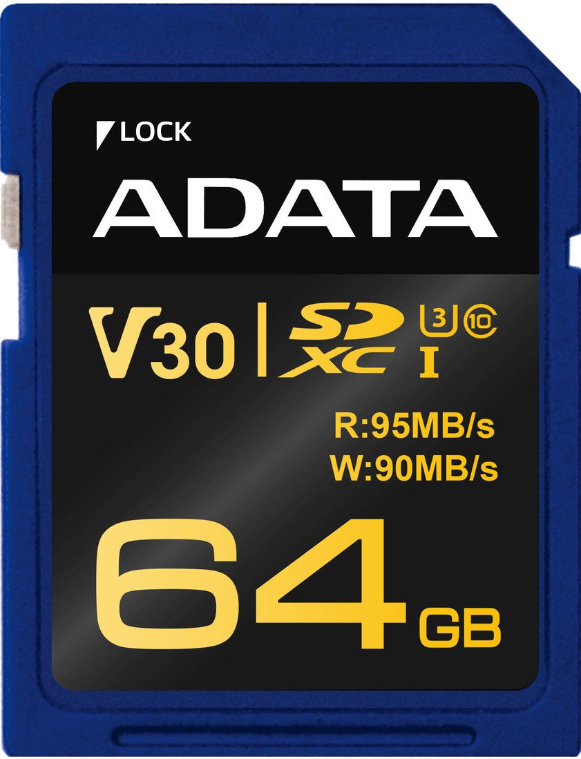 ADATA SDXC Premier Pro 64GB 95MB/s UHS-I U3 - ASDX64GUI3V30G-R
