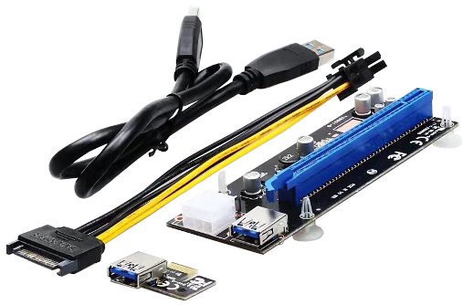 UNIBOS UNRI-106 Riser card PCIe x1 to PCIe x16 + 6-pin power cable - 60cm - UNRI-106