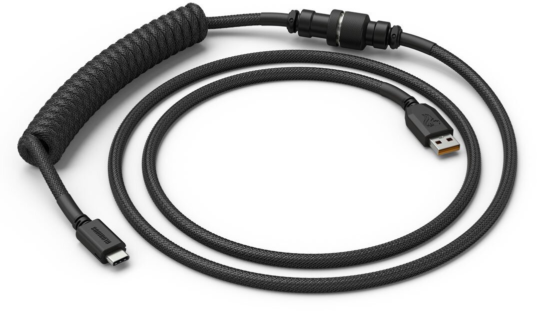 Glorious Coiled Cable, USB-C/USB-A, 1,37m, Phantom Black - GLO-CBL-COIL-BLACK