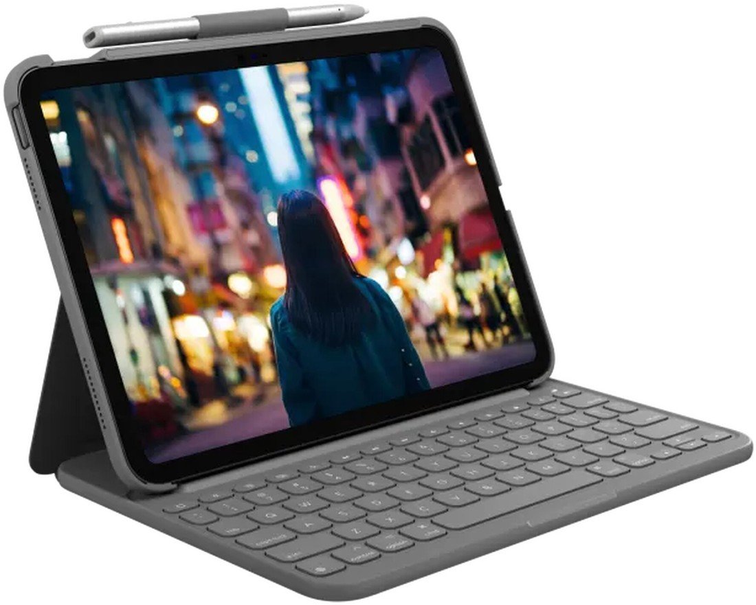 Logitech ochranný kryt s klávesnicí Slim Folio pro Apple iPad 2022 (10. generace), US INT, šedá - 920-011413