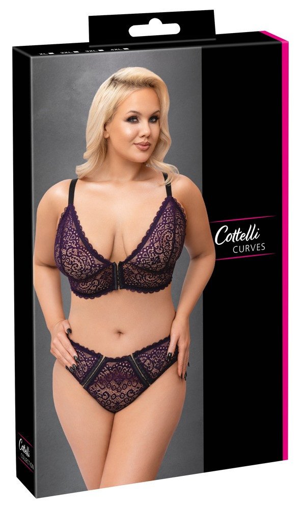Cottelli Curves Plus Size - transparent bra set (purple)