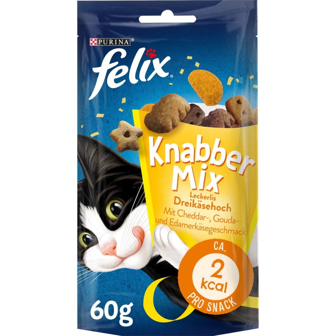 FELIX KnabberMix Dreikäsehoch s příchutí sýru čedaru, goudy a eidamu 8 × 60 g