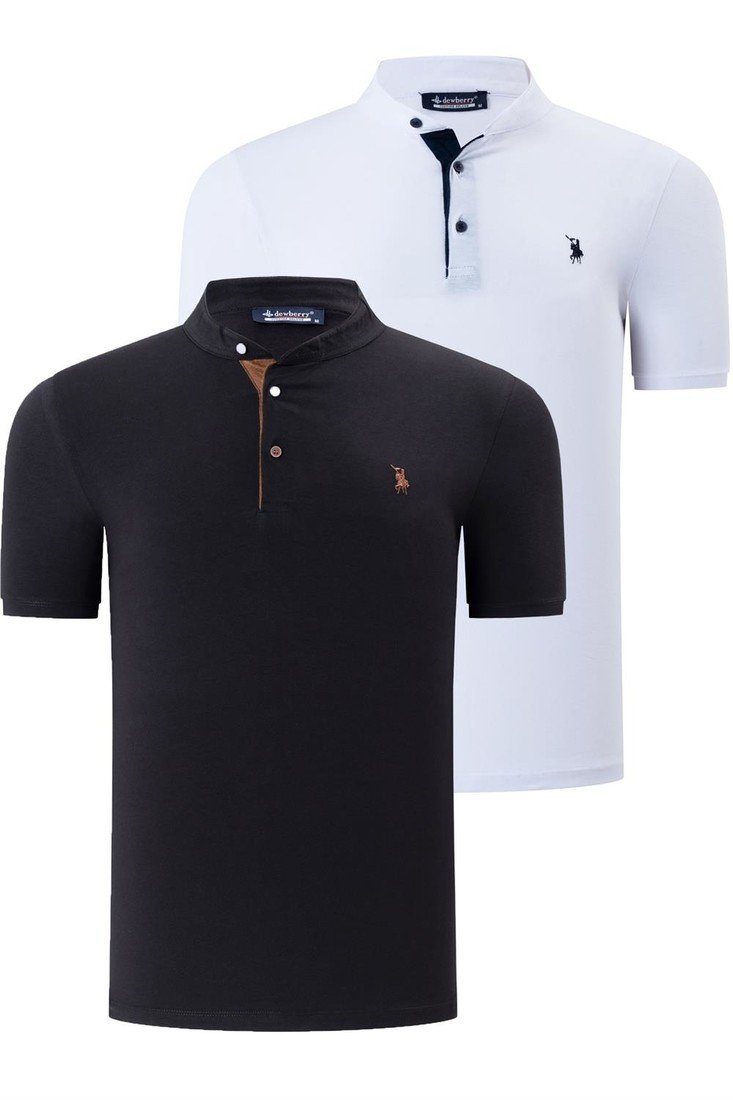 DUO SET T8560 DEWBERRY MENS T-SHIRT-WHITE-BLACK