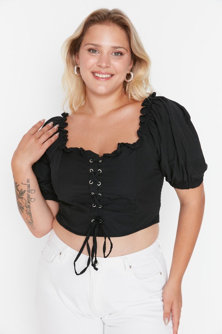 Trendyol Curve Plus Size Blouse - Black - Regular fit