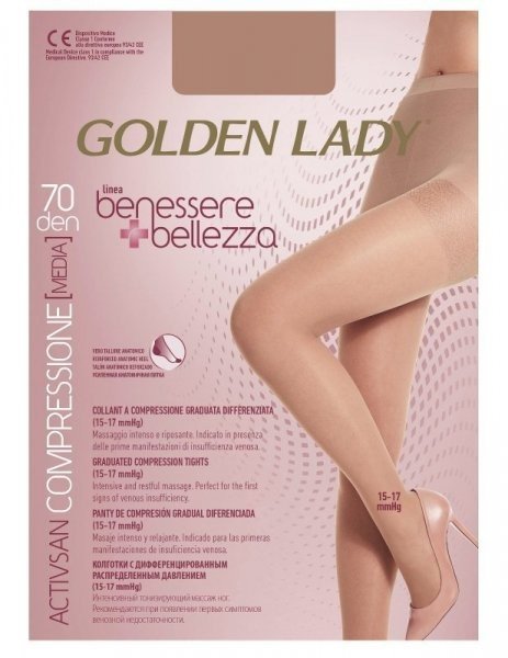 Golden Lady Benessere & Bellezza 70 den Punčochové kalhoty 5-XL nero/černá