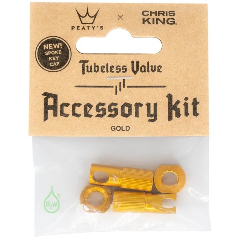 Čepičky Peatys X Chris King MK2 Tubeless Valves Accessory Kit - 1 pár, zlatá