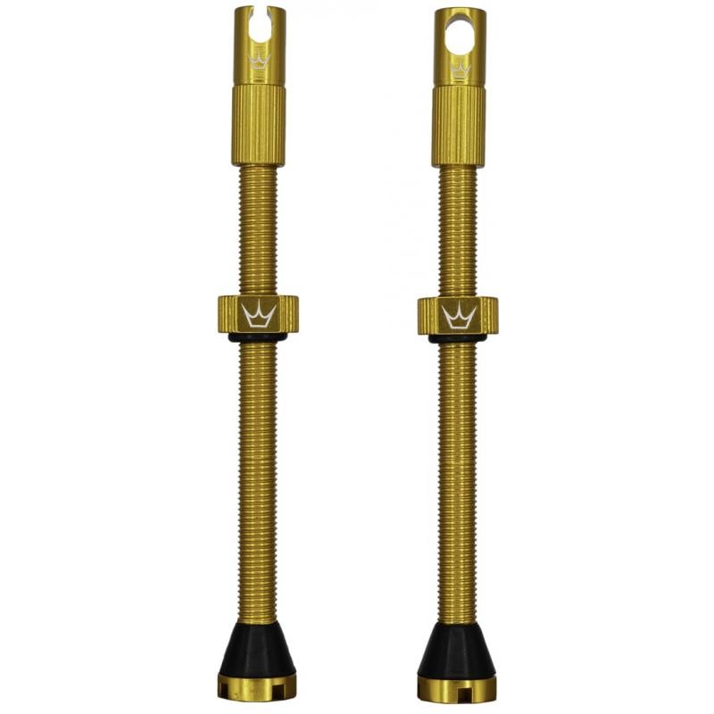 Ventilky Peatys X Chris King MK2 Tubeless Valves - 1 pár, bezdušové, 80 mm, zlatá