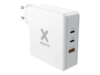 xtorm Volt XAT140 - Síťový adaptér - GaN - 140 Watt - PD, Quick Charge 3.0 - 3 výstupní konektory (USB, 24 pin USB-C) - bílá