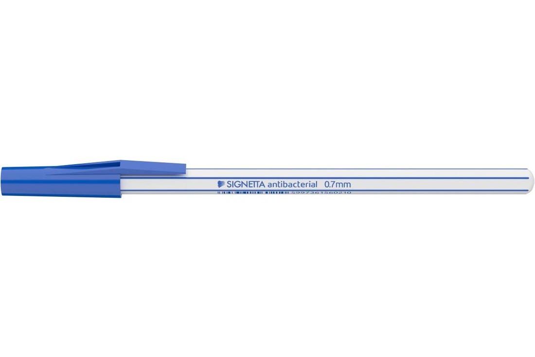 Pero kuličkové jednorázové ICO Signetta, 0,7 mm, antibakteriální, modrá