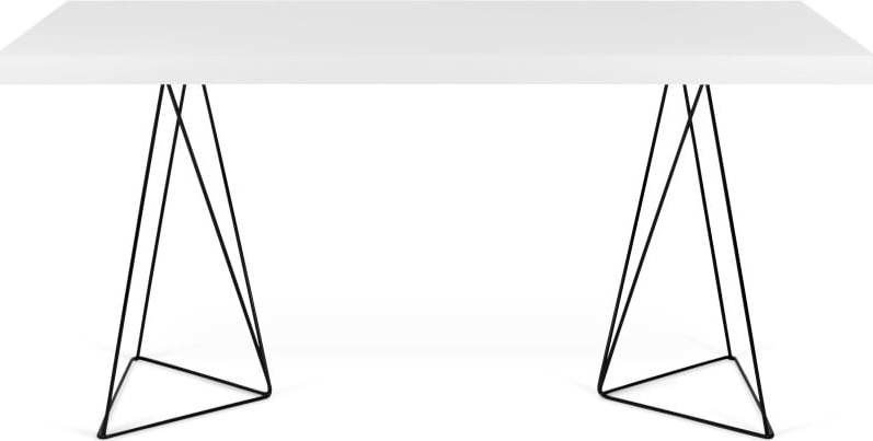 Bílý jídelní stůl s kovovými nohami TemaHome Trestle, 90 x 160 cm