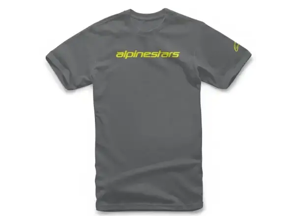 Alpinestars triko LINEAR WORDMARK charcoal/fluo yellow