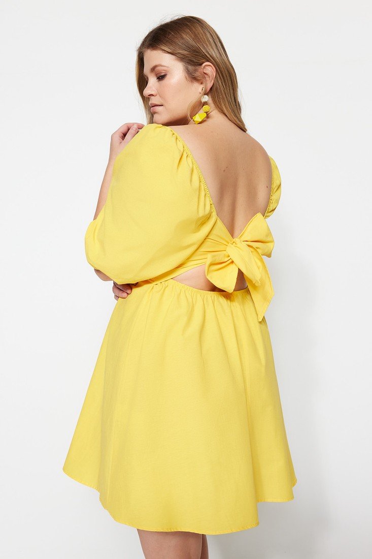 Trendyol Curve Yellow Back Detailed Poplin Woven Dress