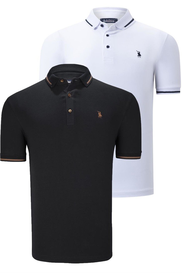 DUO SET T8586 DEWBERRY MENS T-SHIRT-BLACK-WHITE