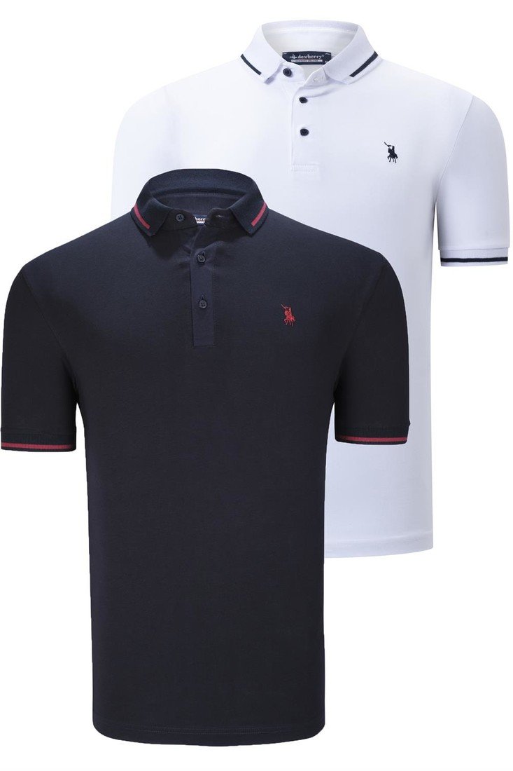 DUO SET T8586 DEWBERRY MENS T-SHIRT-NAVY-WHITE