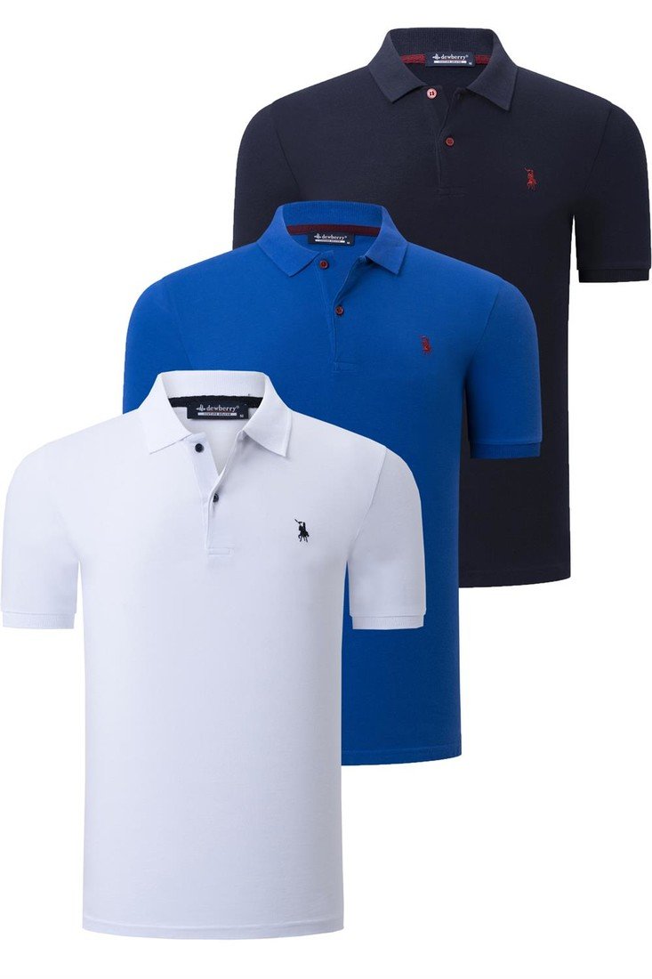 TRIPLE SET T8561 DEWBERRY MENS T-SHIRT-NAVY-WHITE-SAKS