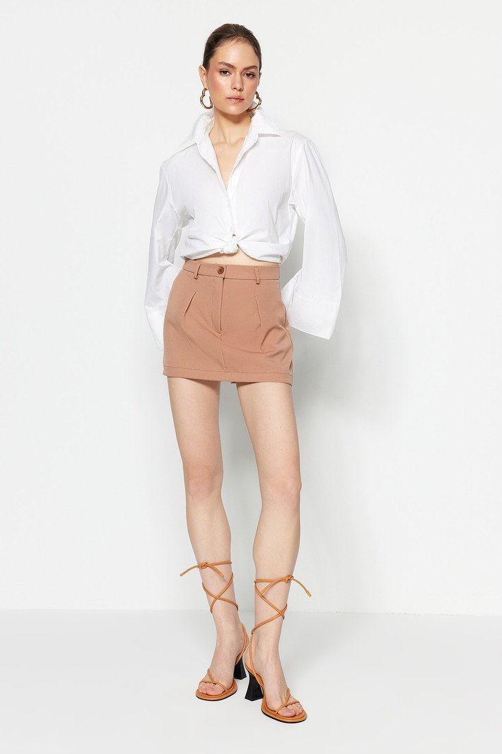 Trendyol Shorts - Brown - High Waist