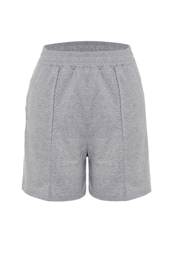 Trendyol Curve Plus Size Shorts & Bermuda - Gray - High Waist