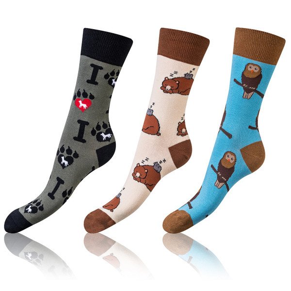 Bellinda 
CRAZY SOCKS 3x - Funny crazy socks 3 pairs - dark brown - red - blue