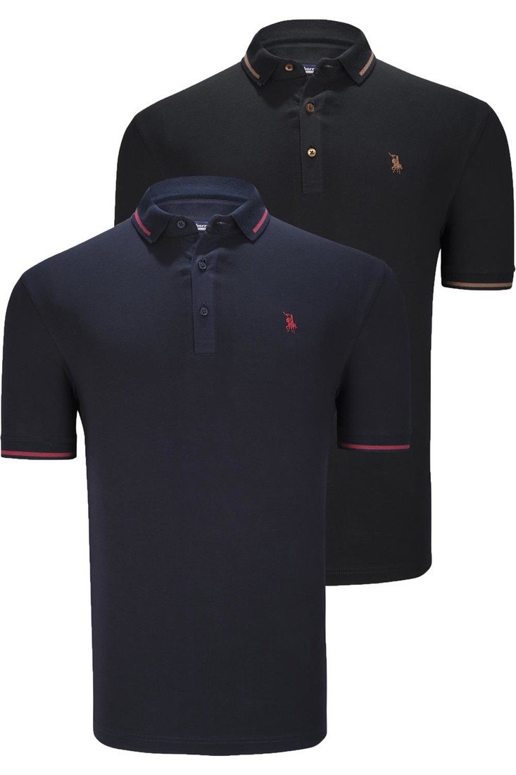 DUO SET T8586 DEWBERRY MEN'S T-SHIRT-BLACK-NAVY BLUE