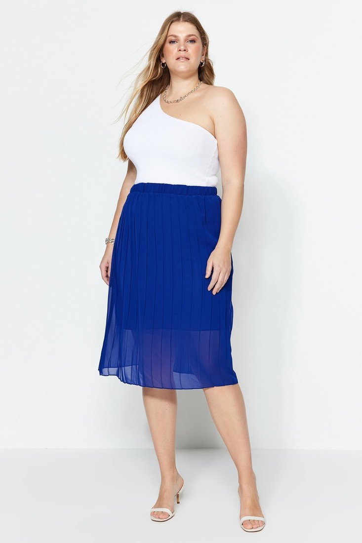 Trendyol Curve Plus Size Skirt - Blue - Midi