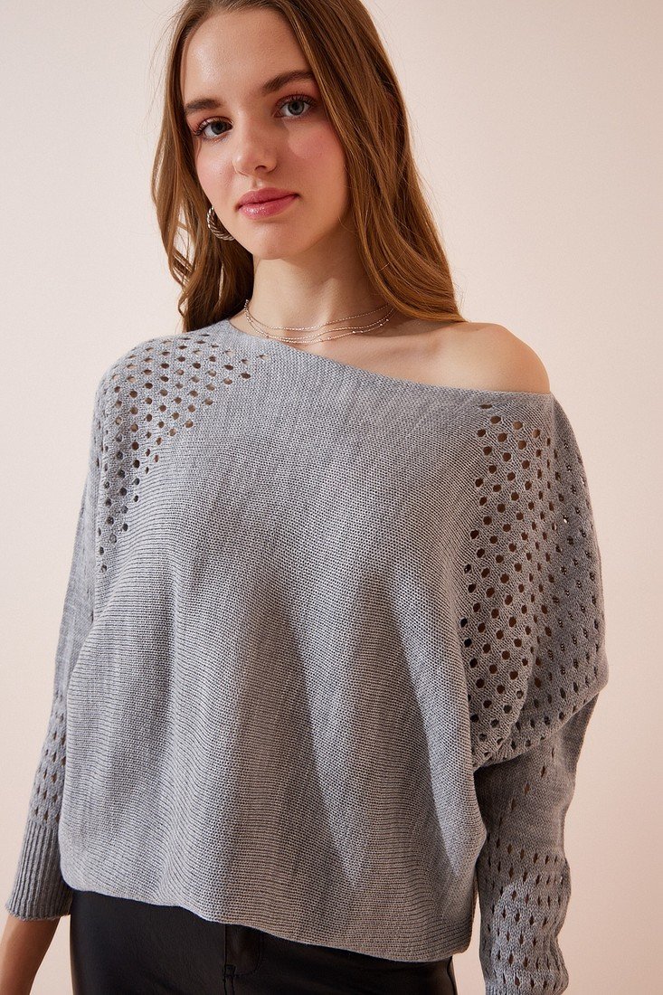 Happiness İstanbul Sweater - Gray - Regular fit