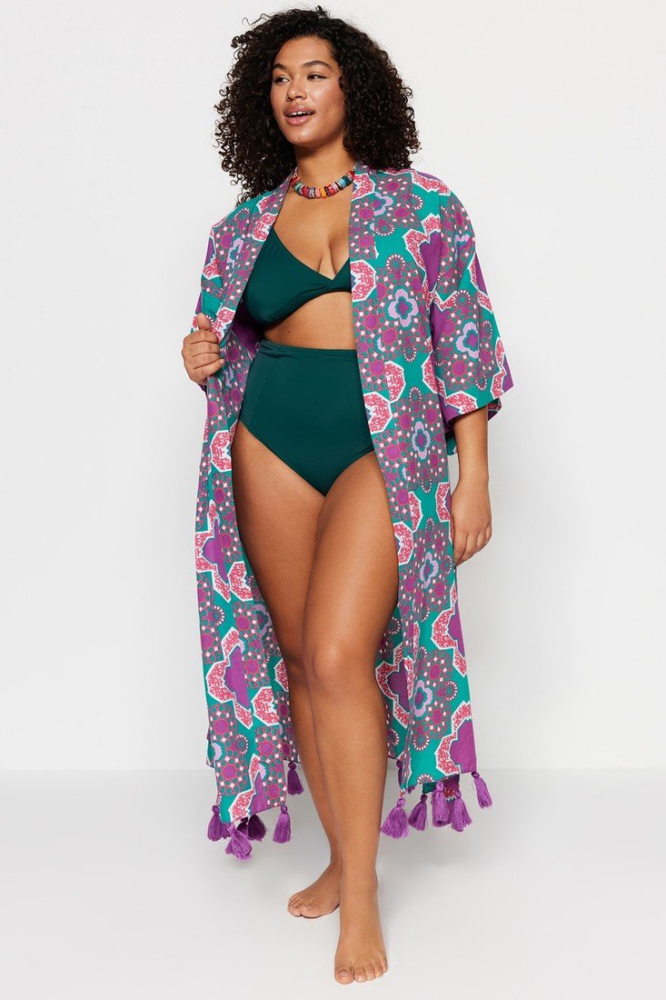 Trendyol Curve Plus Size Kimono & Kaftan - Purple