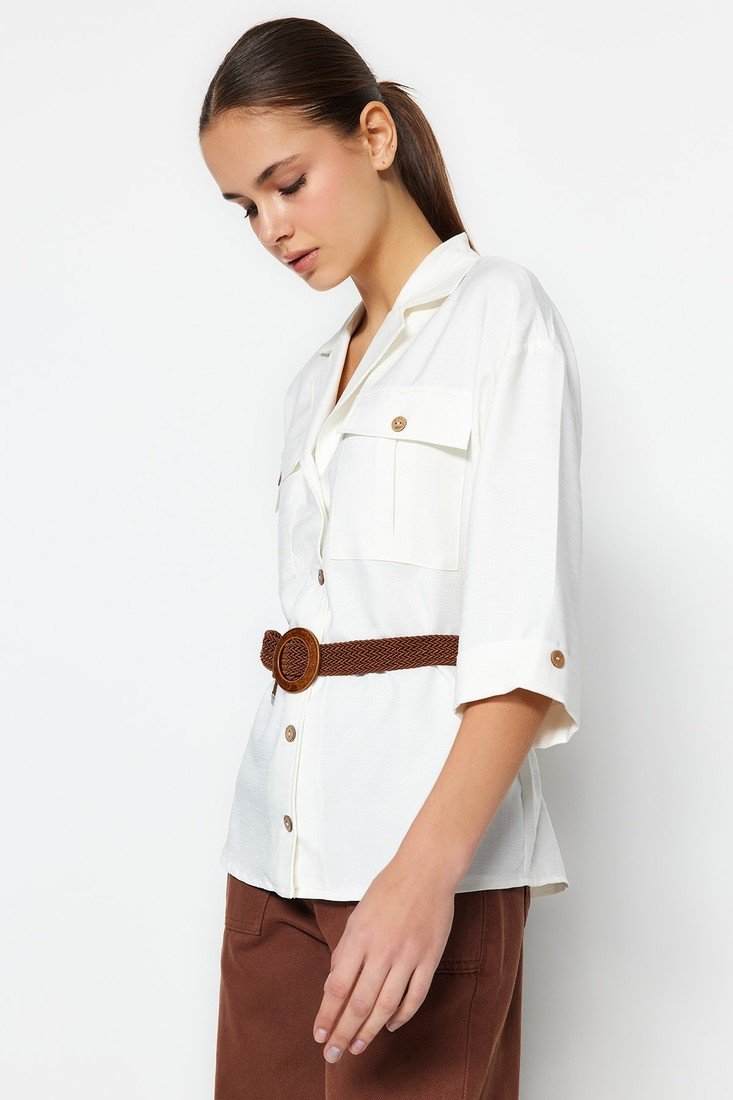 Trendyol Shirt - Ecru - Regular fit